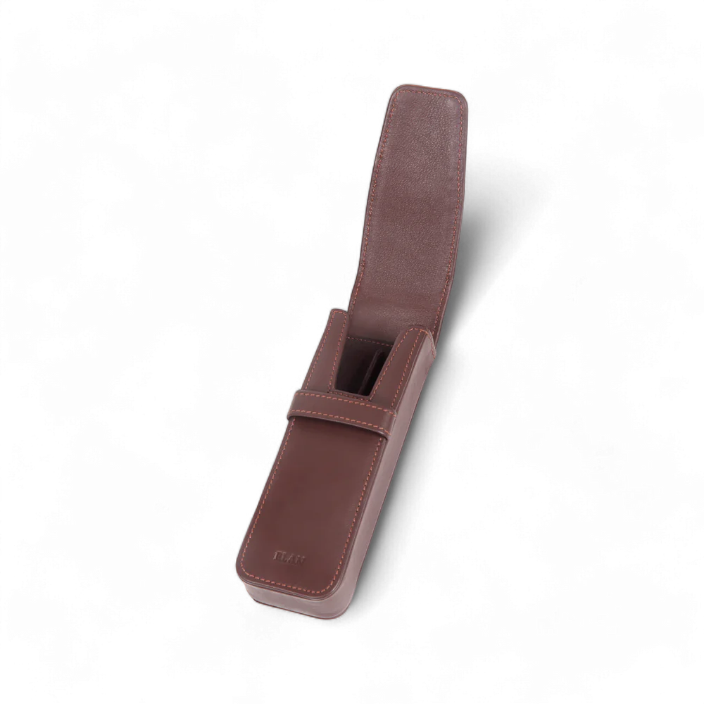 Elan 2 Pen Case Brown - Leather