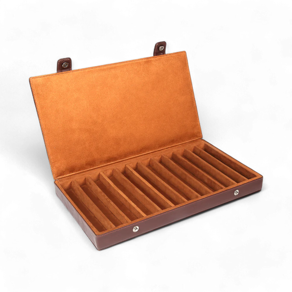 Elan 12 Pen Case Brown - Leather