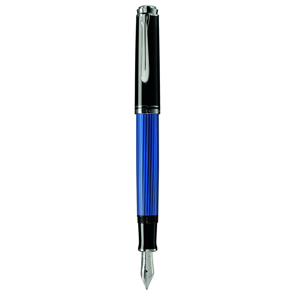 Pelikan Souveran M405 Black Blue Fountain Pen (Chrome Trims)