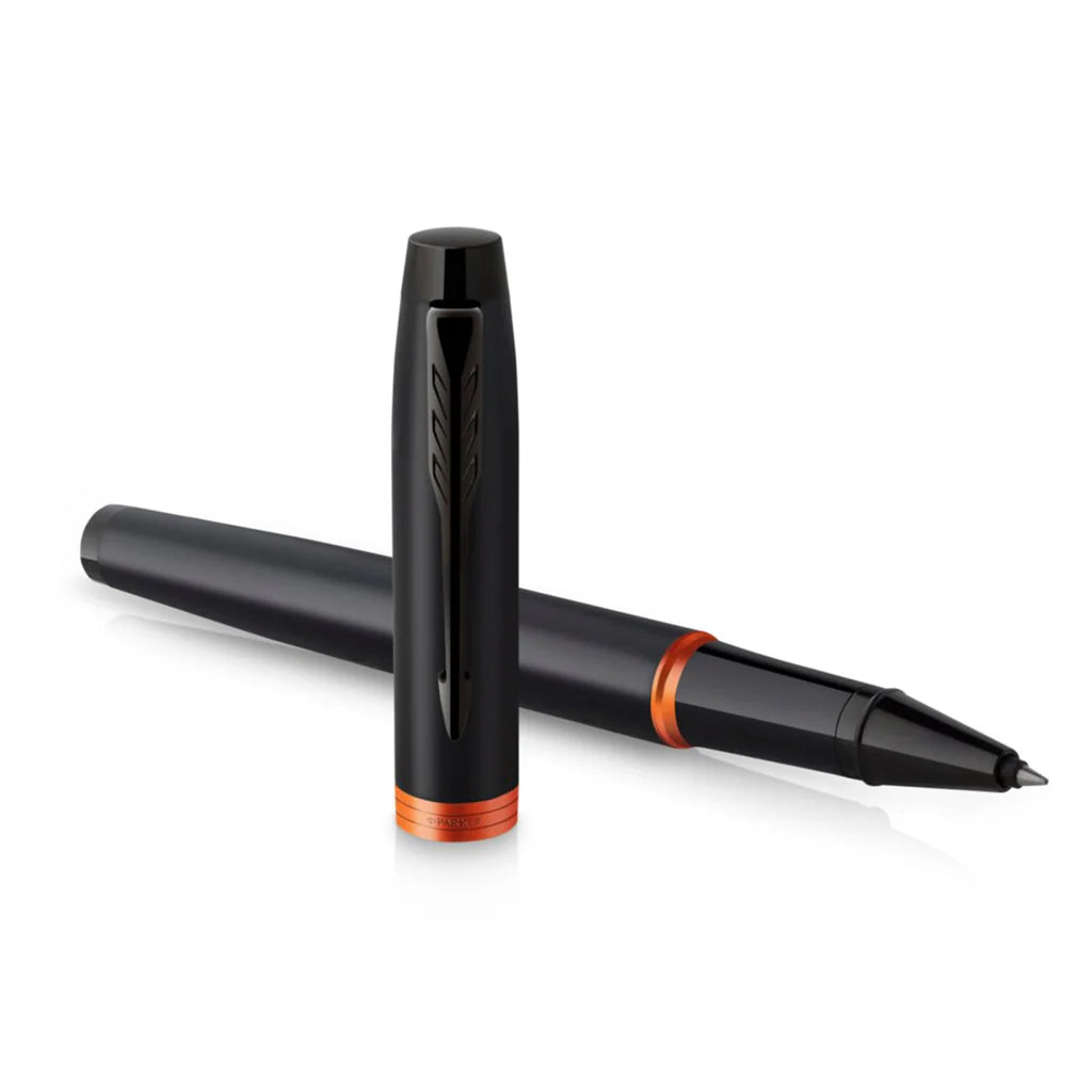 Parker IM Flame Orange Black Trim Roller Pen