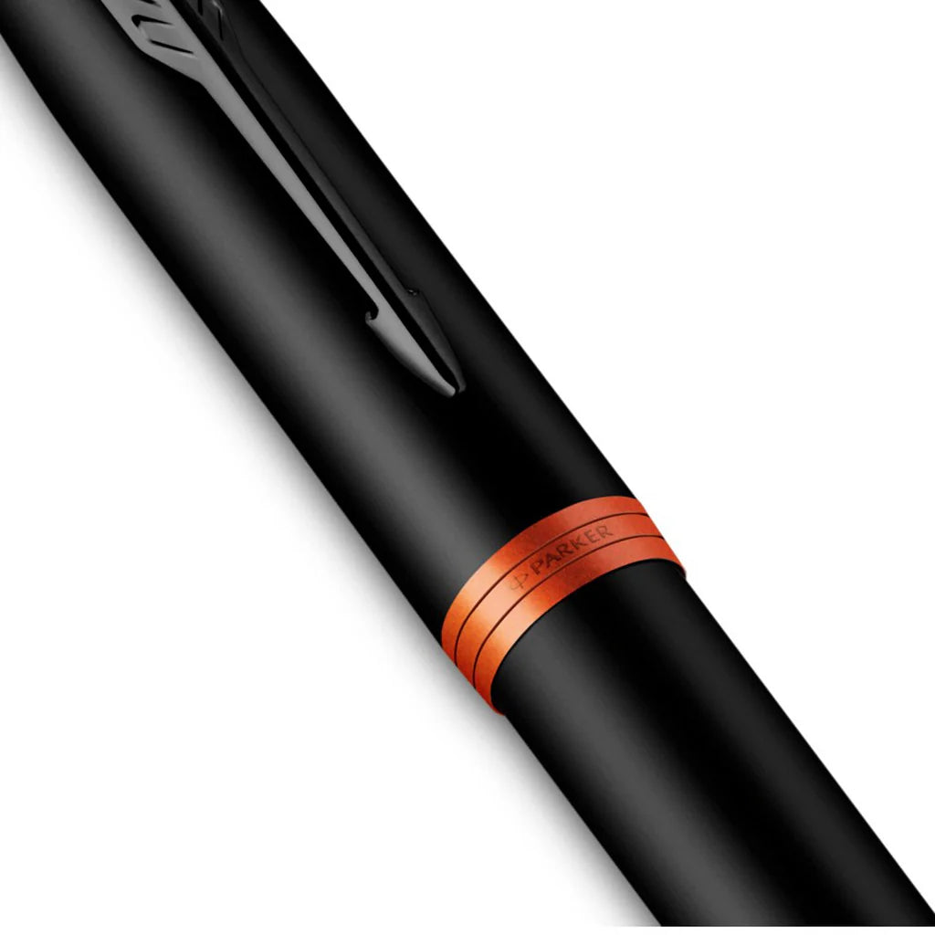 Parker IM Flame Orange Black Trim Roller Pen