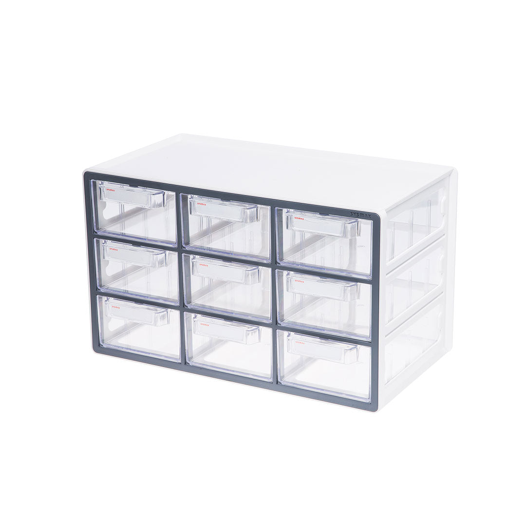 Sysmax | Multi Utility Storage Box | 9 Drawers | Organizer | Grey | Up System | For Office & Home