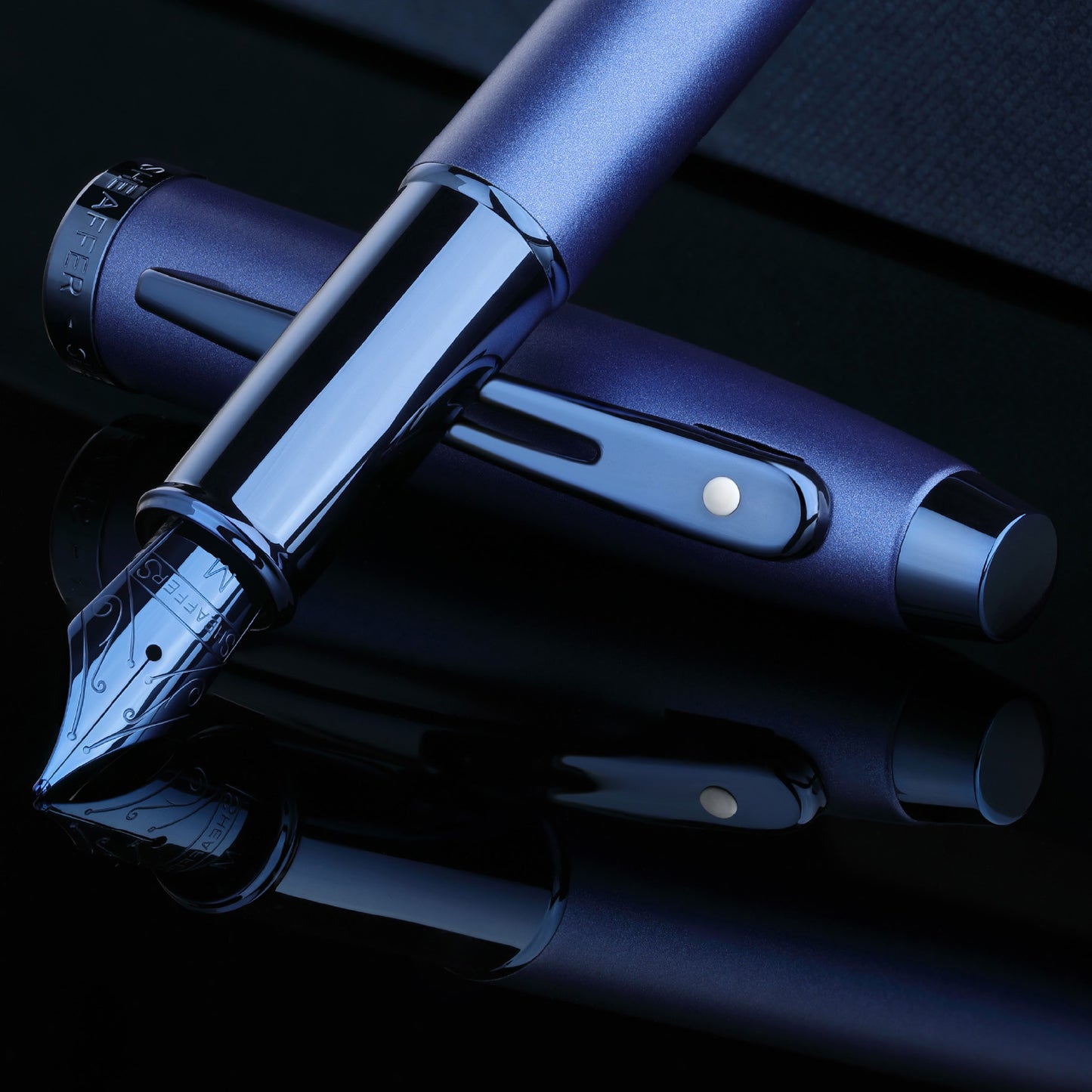 Sheaffer 100 Satin Blue Fountain Pen - Medium Nib