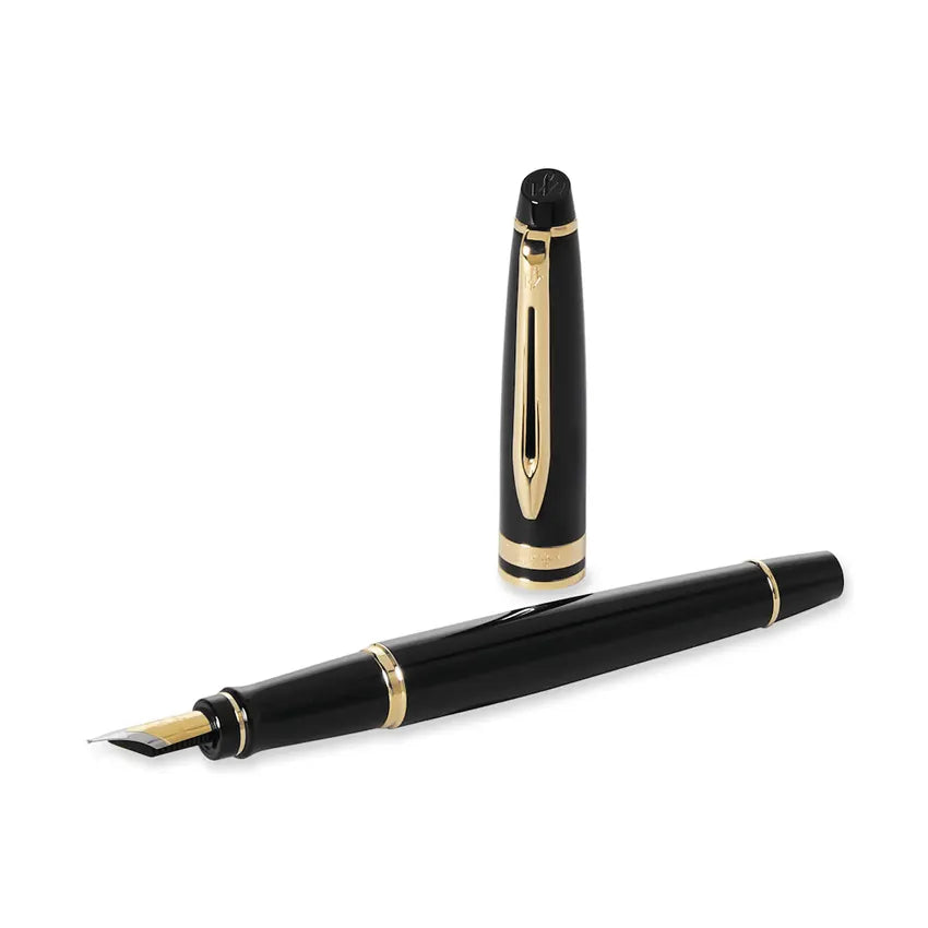 Waterman Expert Black Gold Fountain Pen - Medium Nib