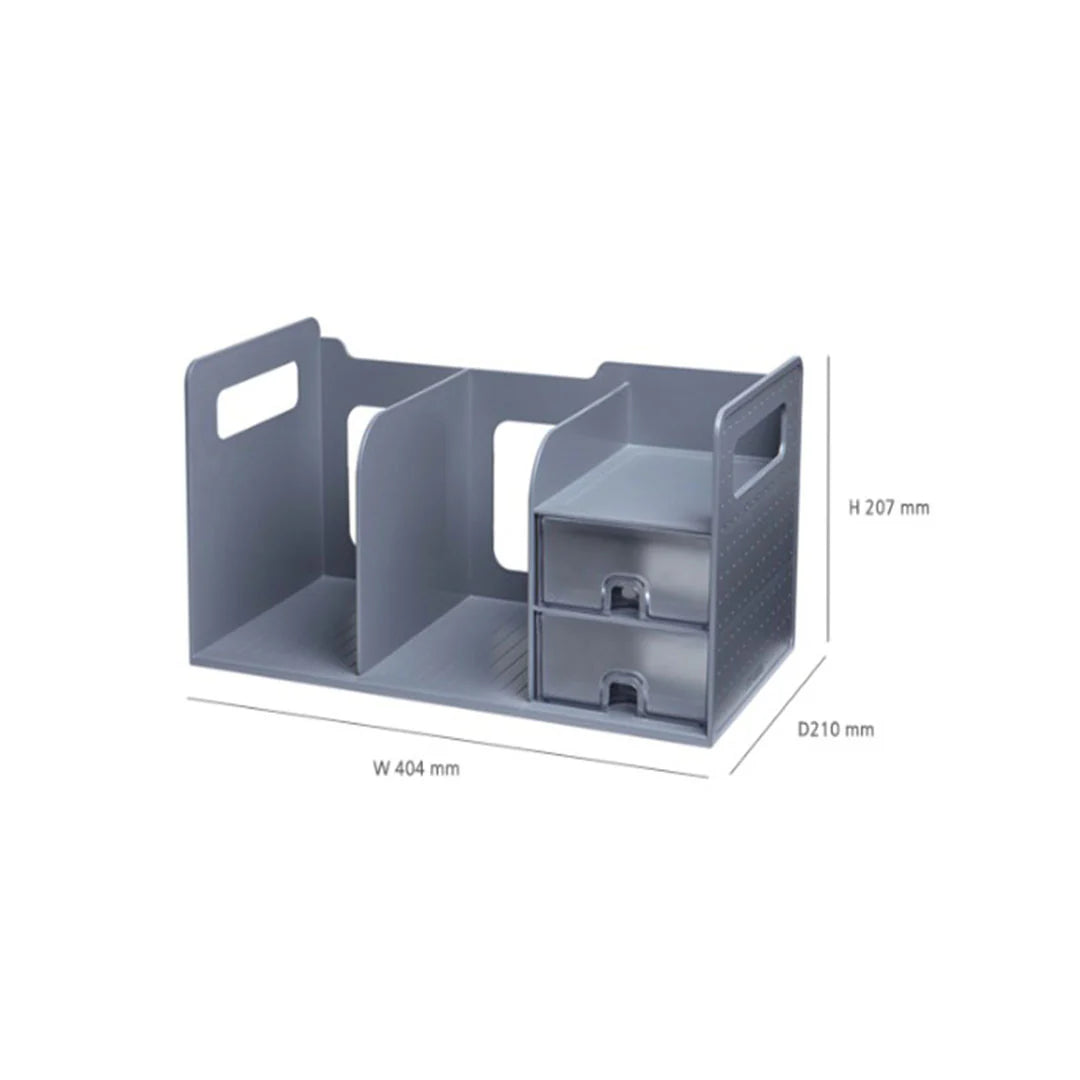Litem Book Rack With Drawers - Gray