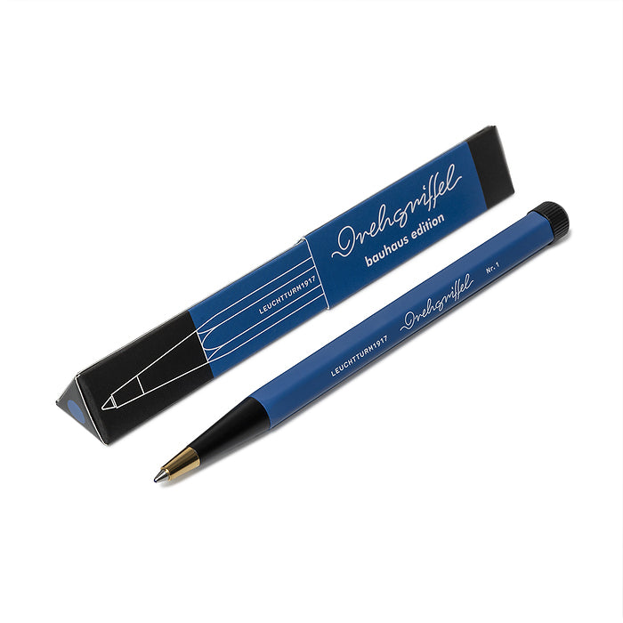 LEUCHTTURM1917 Ball Point Pen with Royal Blue Ink | Bauhaus Edition | Drehgriffel No. 1 | Royal Blue/Black | Twist Mechanism