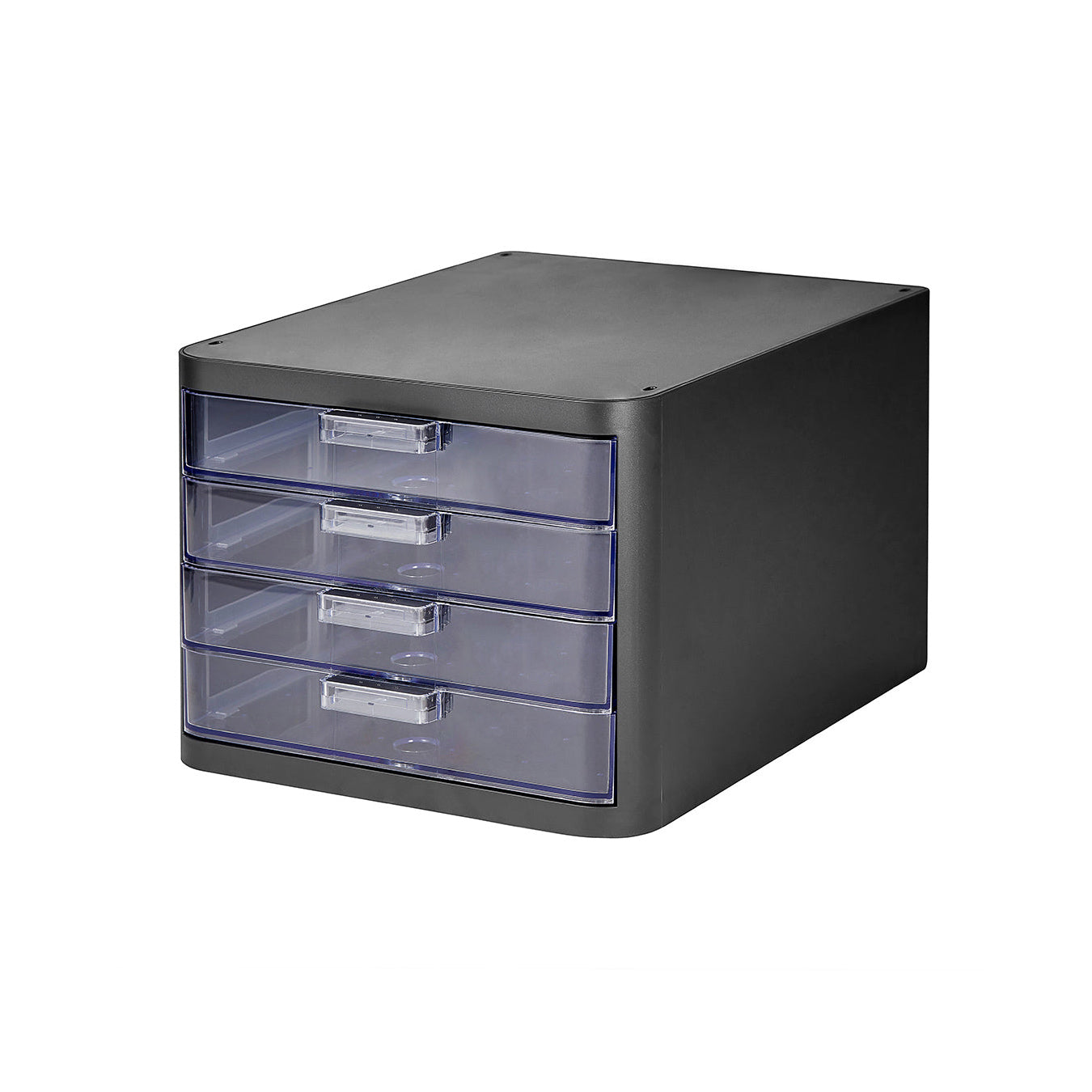 Litem | Multi Utility Storage Cabinet | 4 Clear Drawers | Organiser | Dark Grey | Clear | For Office & Home