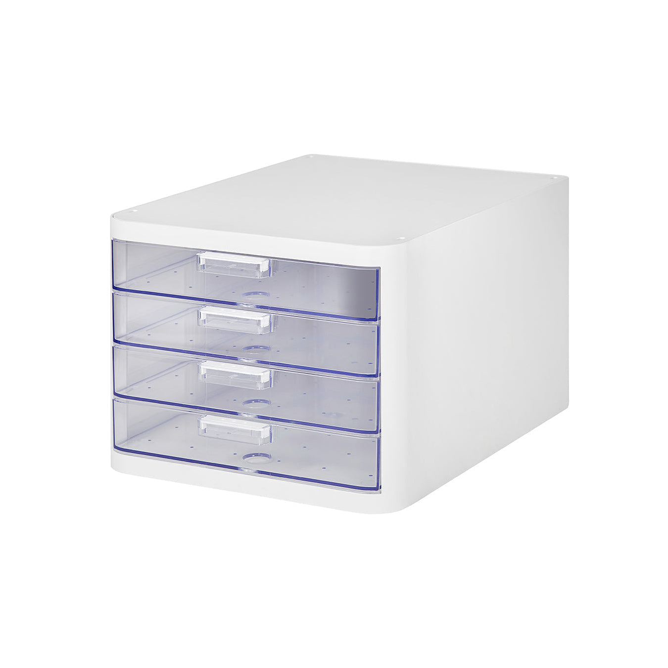 Litem | Multi Utility Storage Cabinet | 4 Clear Drawers | Organiser | White | Clear | For Office & Home