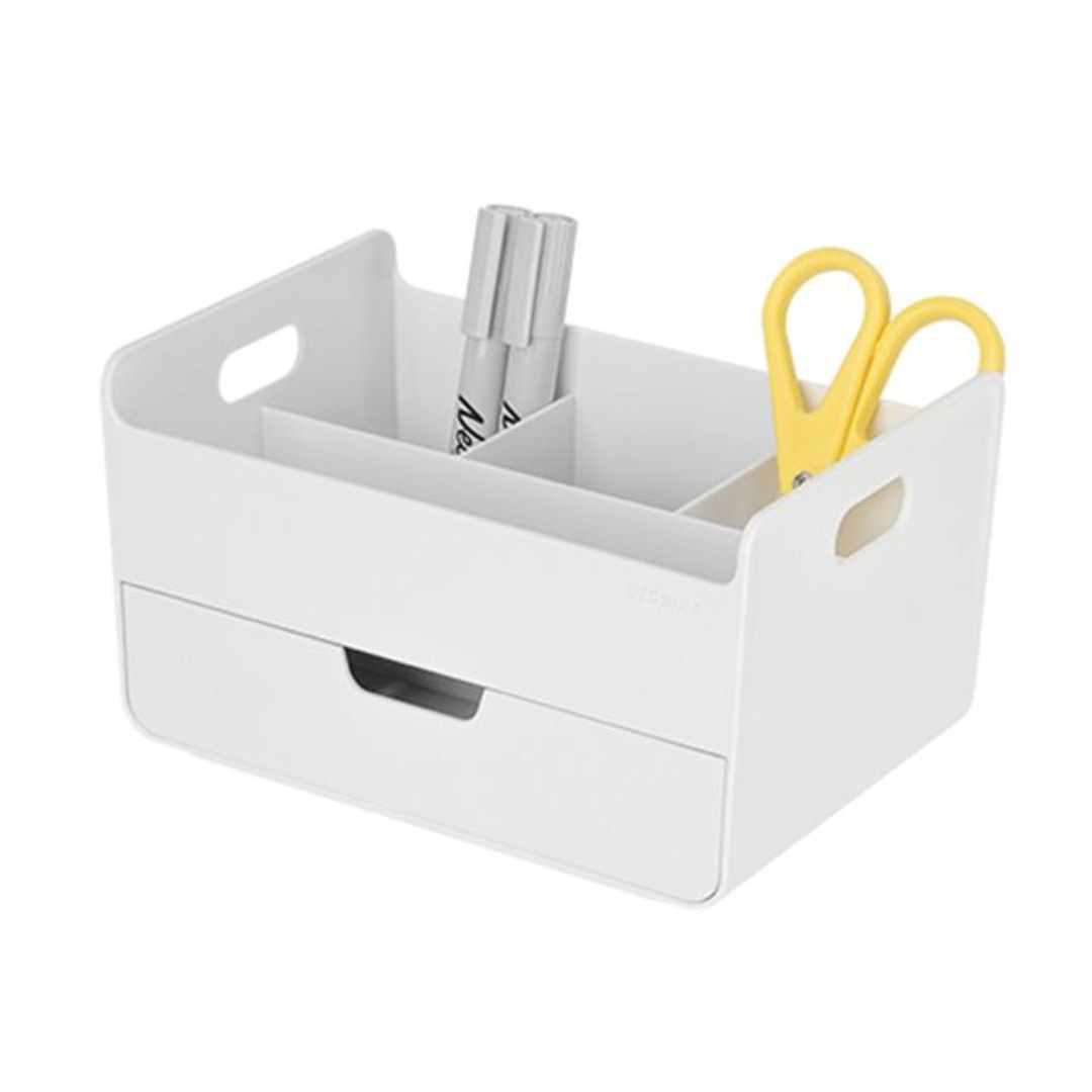 Sysmax | Combo Desk Organizer with 4Compartments | 1 Drawer | White