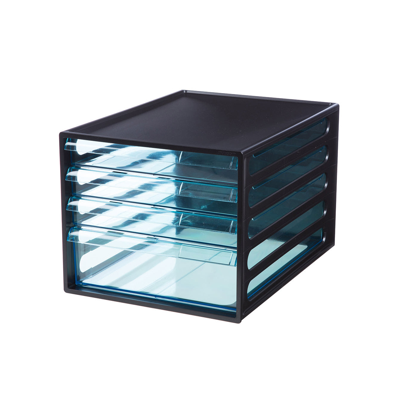 Litem | Multi Utility Storage File Cabinet | 4 Transparent Drawers | Organiser | Black | EL File | For Office & Home