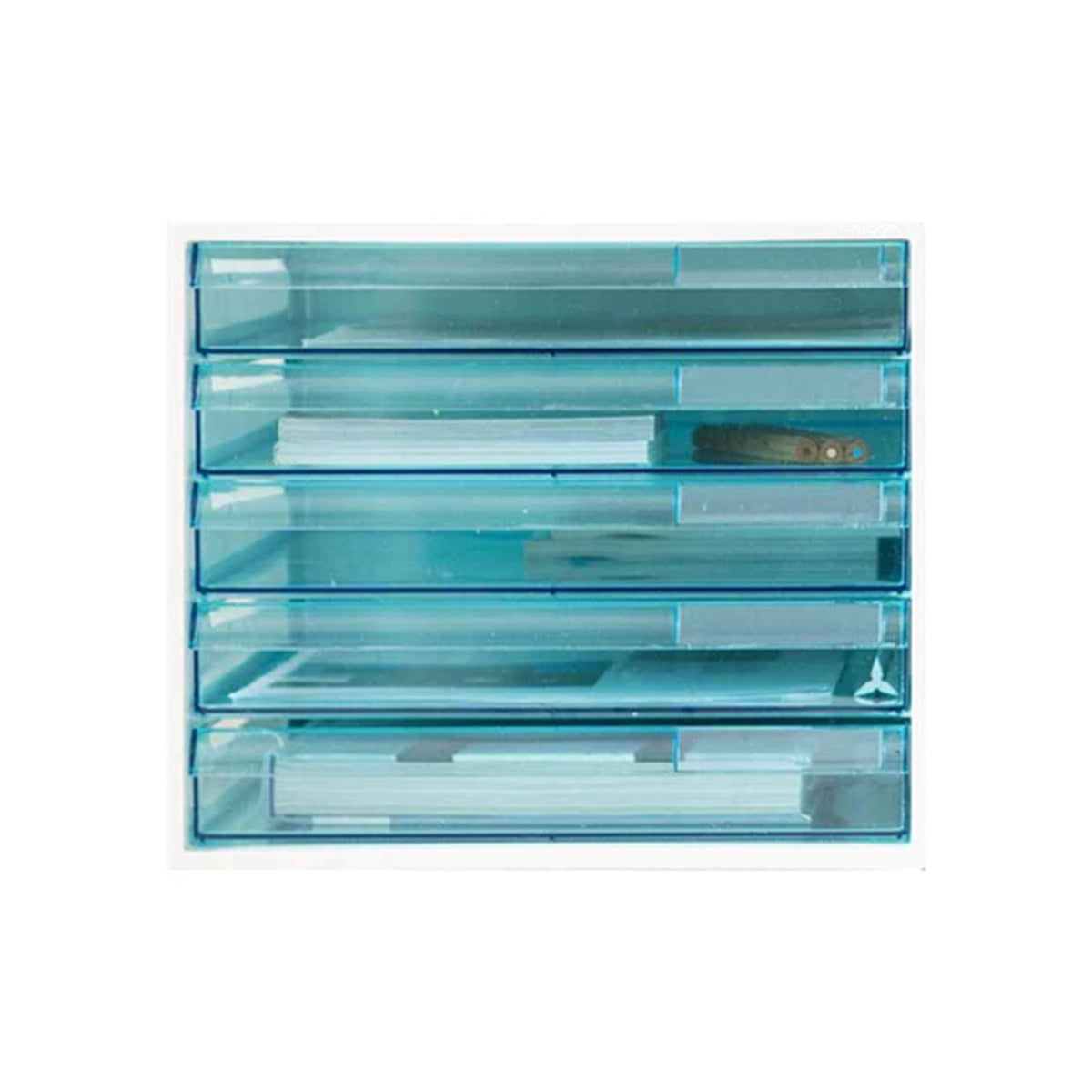 Litem EL File Multi Utility Storage File Cabinet 5 Transparent Drawers - Ivory