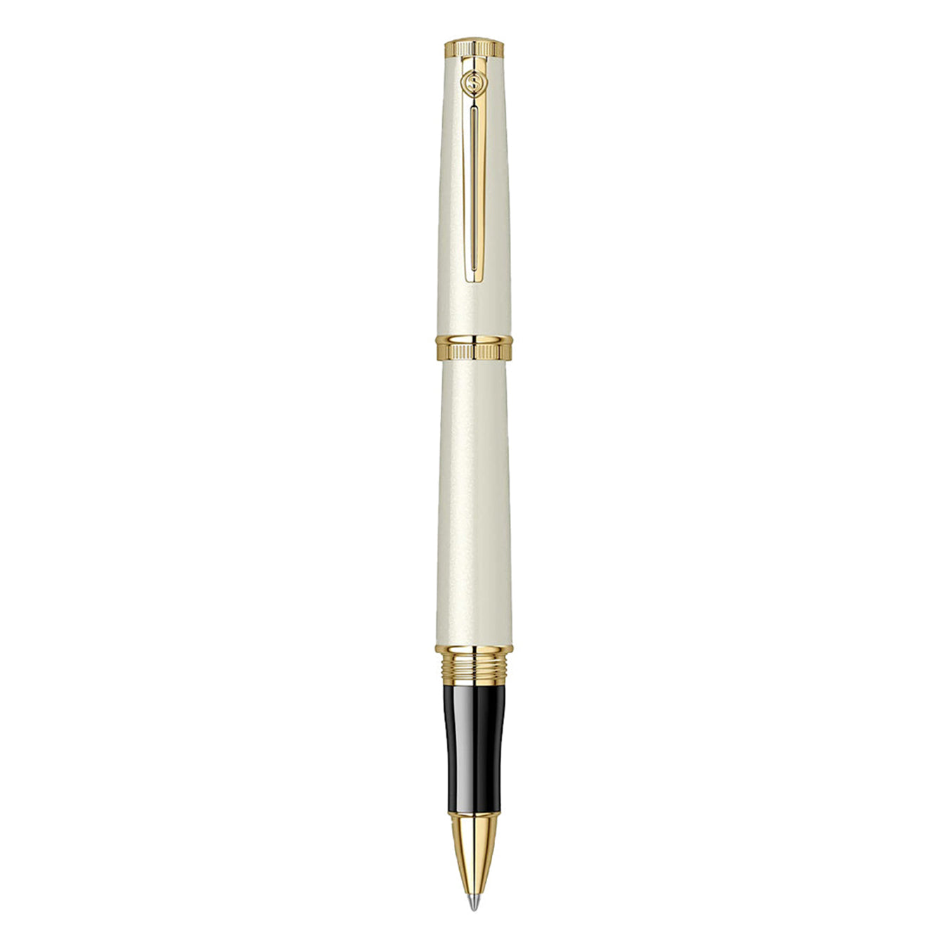 Scrikss Heritage Rollerball Pen - Ivory Gold GT on a white background