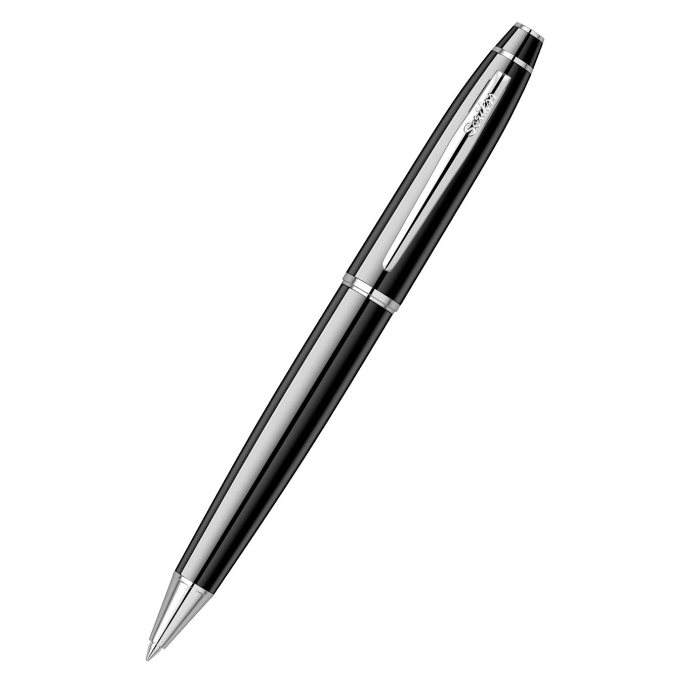 Scrikss Noble 35 Ballpoint Pen in Glossy Black CT on a white background