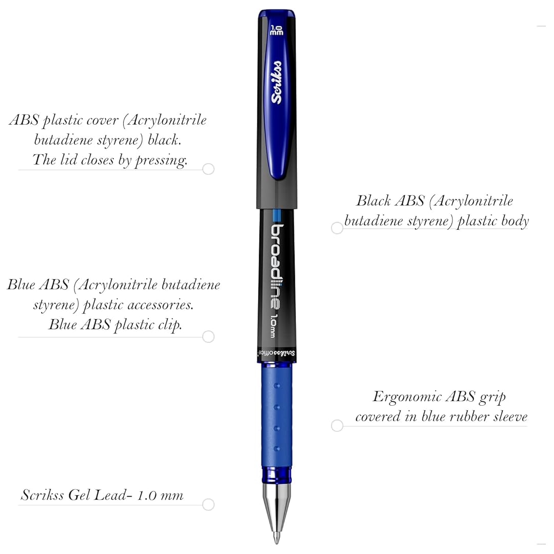 Scrikss Broadline Gel Pen 1.0mm (Pack Of 12) - Blue