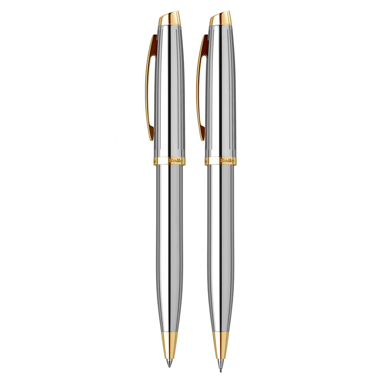 Scrikss Oscar 39 Ballpoint Pen and Mechanical Pencil Set - Gold Chrome