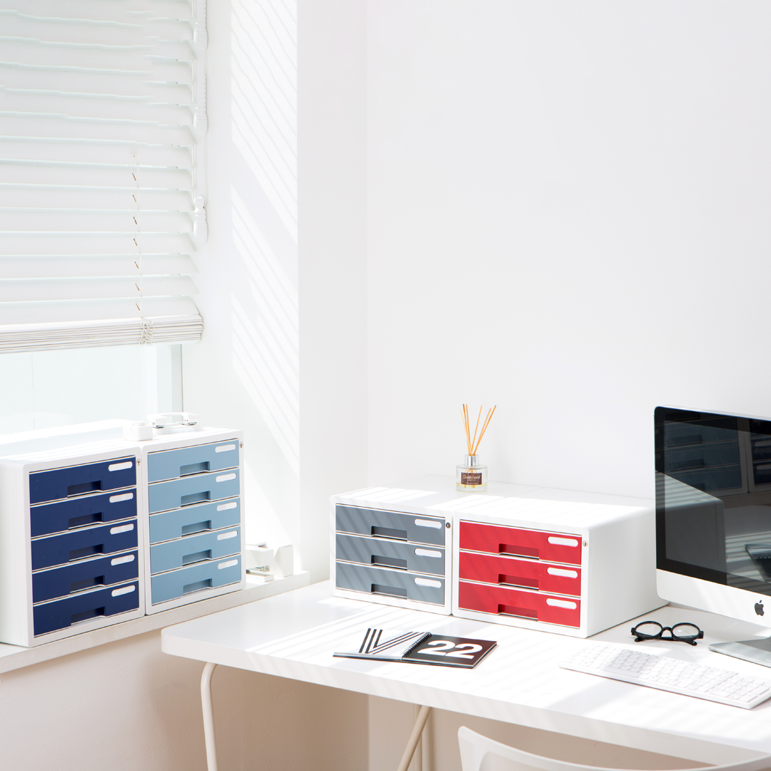 Sysmax | Lockable File Cabinet | 5 Drawers | Navy Blue|Deluxe Color | For Office School & Hospital