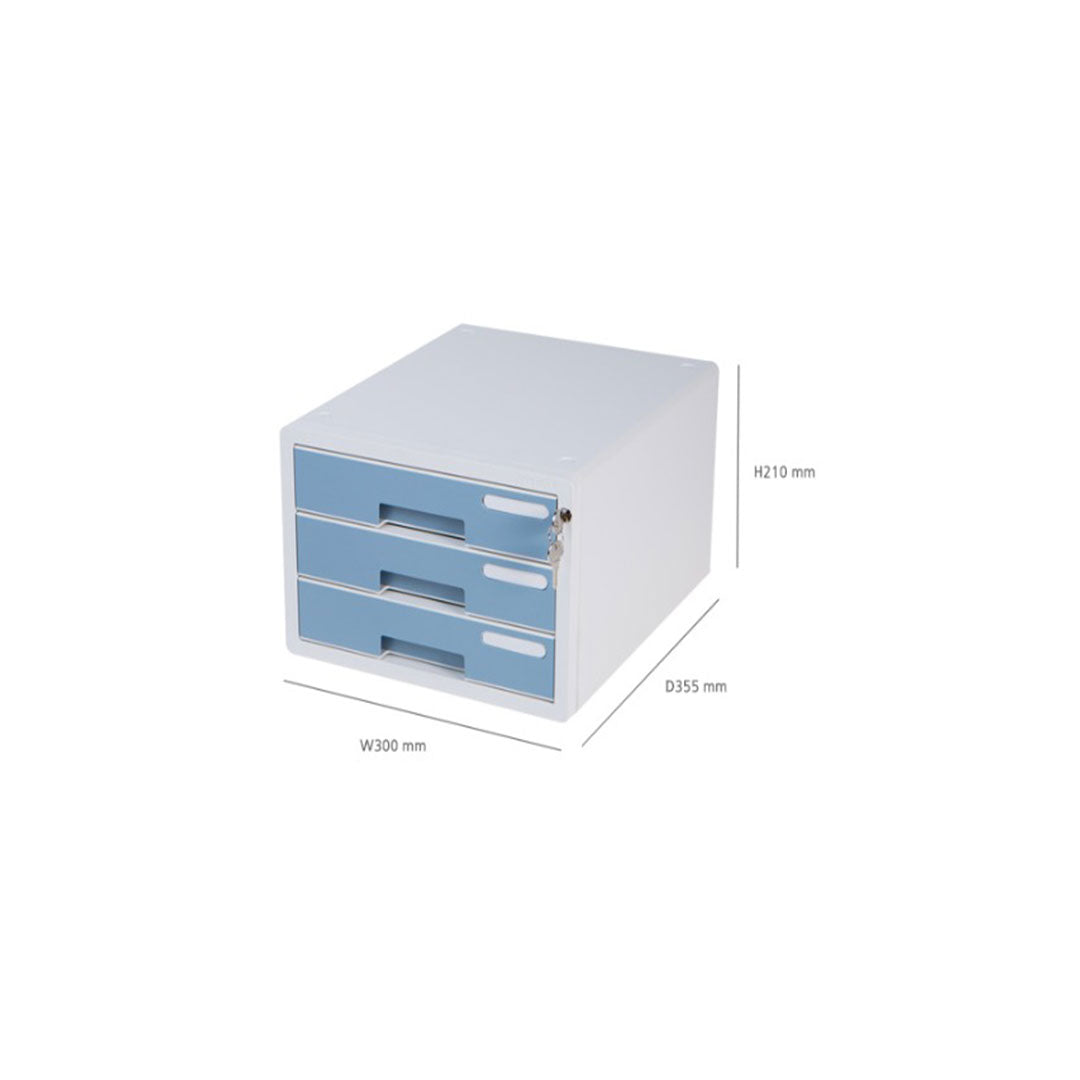 Sysmax | Lockable File Cabinet | 3 Drawers | Grey|Deluxe Color | For Office School & Hospital