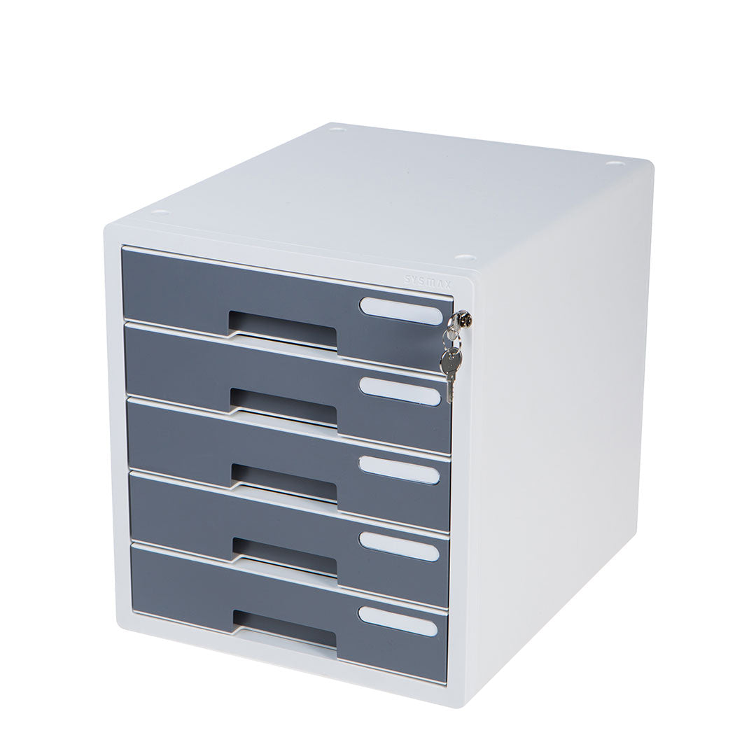 Sysmax | Lockable File Cabinet | 5 Drawers | Grey|Deluxe Color | For Office School & Hospital
