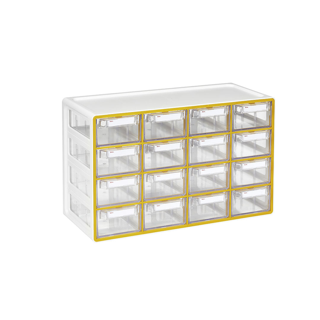Sysmax | Multi Utility Storage Box | 16 Drawers | Organizer | Yellow | Up System | For Office & Home