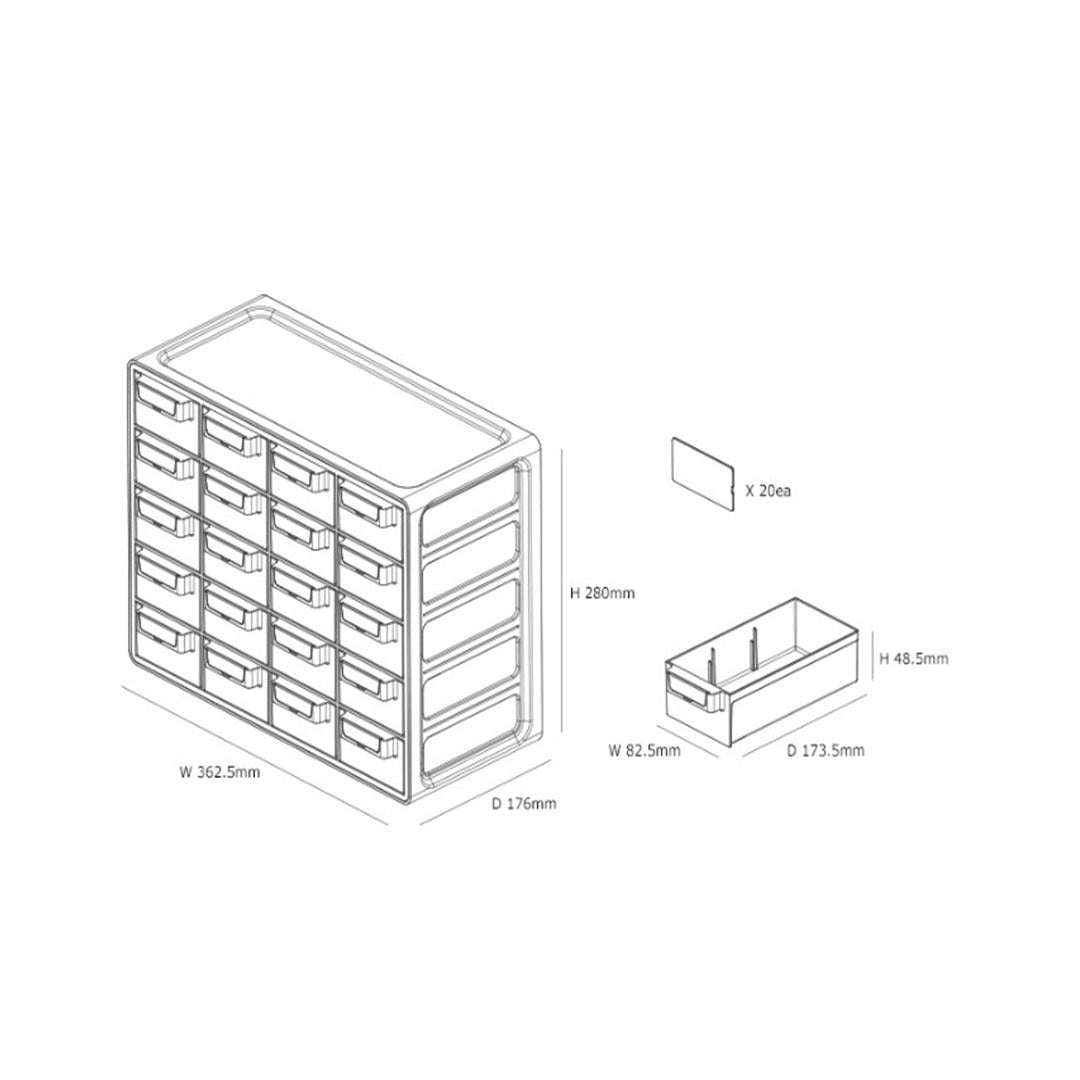 Sysmax | Multi Utility Storage Box | 20 Drawers | Organizer | Yellow | Up System | For Office & Home