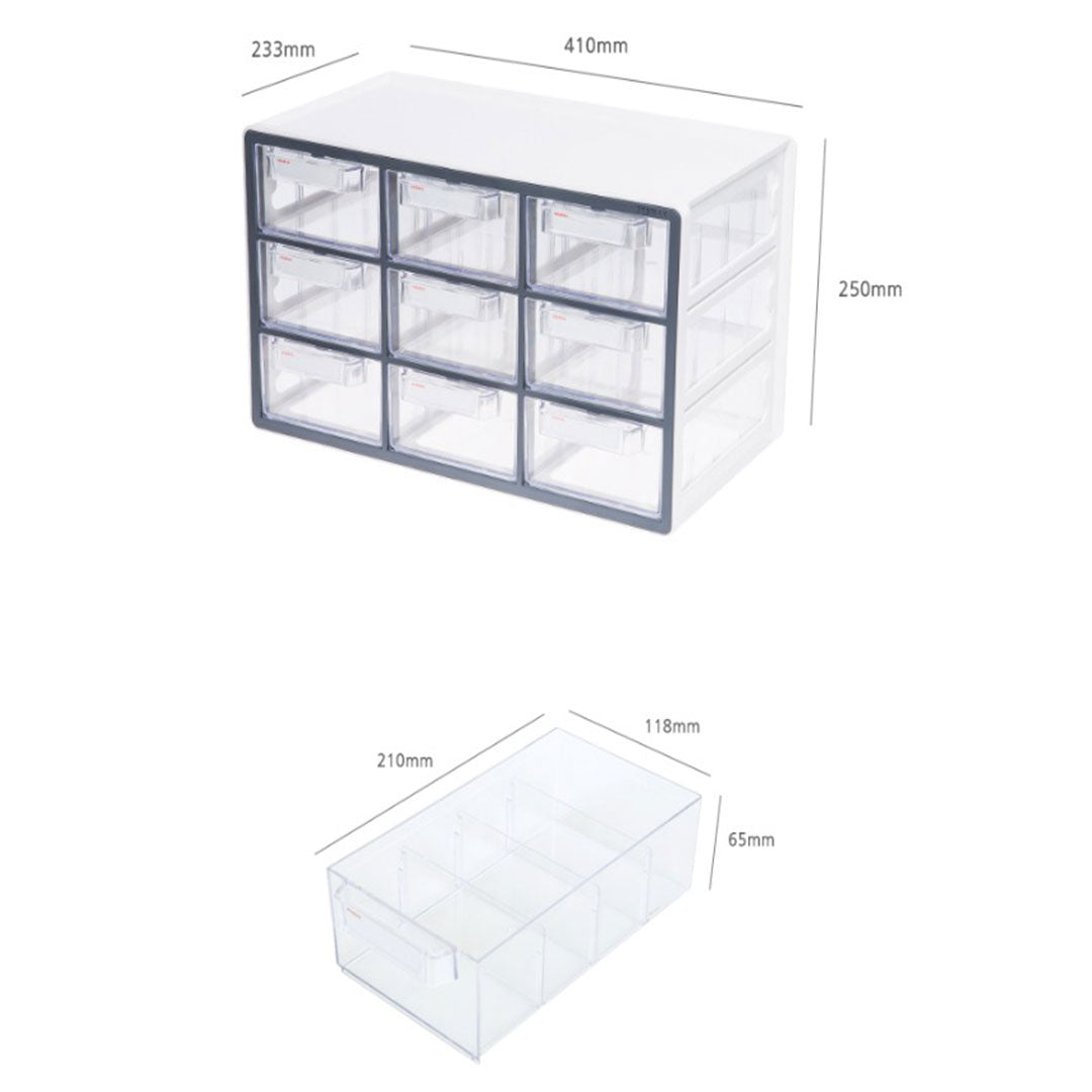 Sysmax | Multi Utility Storage Box | 9 Drawers | Organizer | Yellow | Up System | For Office & Home