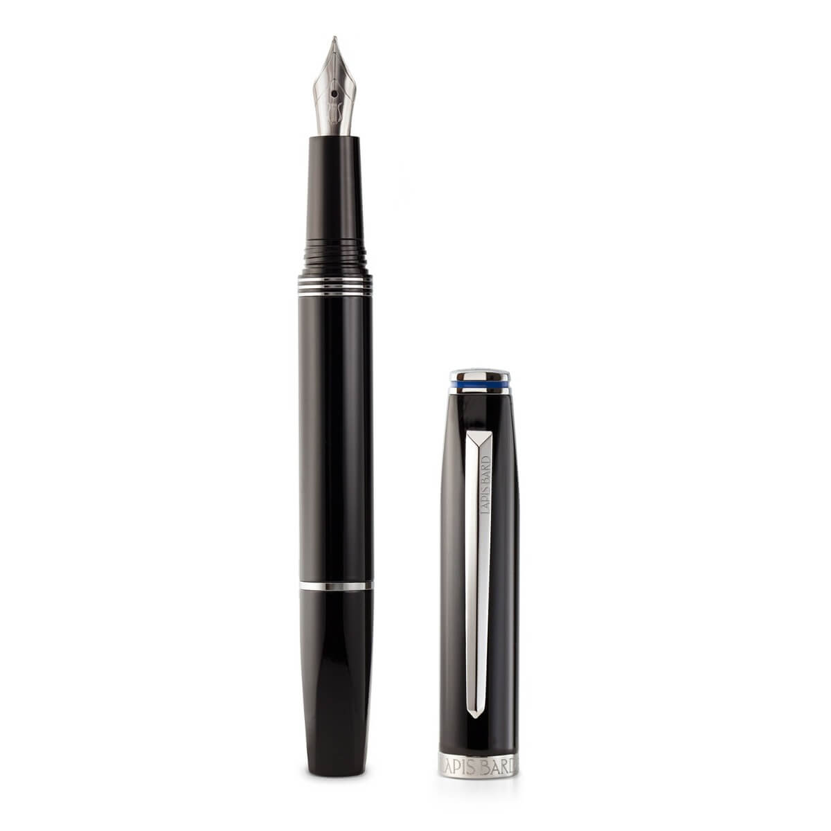 Lapis Bard Contemporary Black with Chrome Trim Fountain Pen - Medium Nib