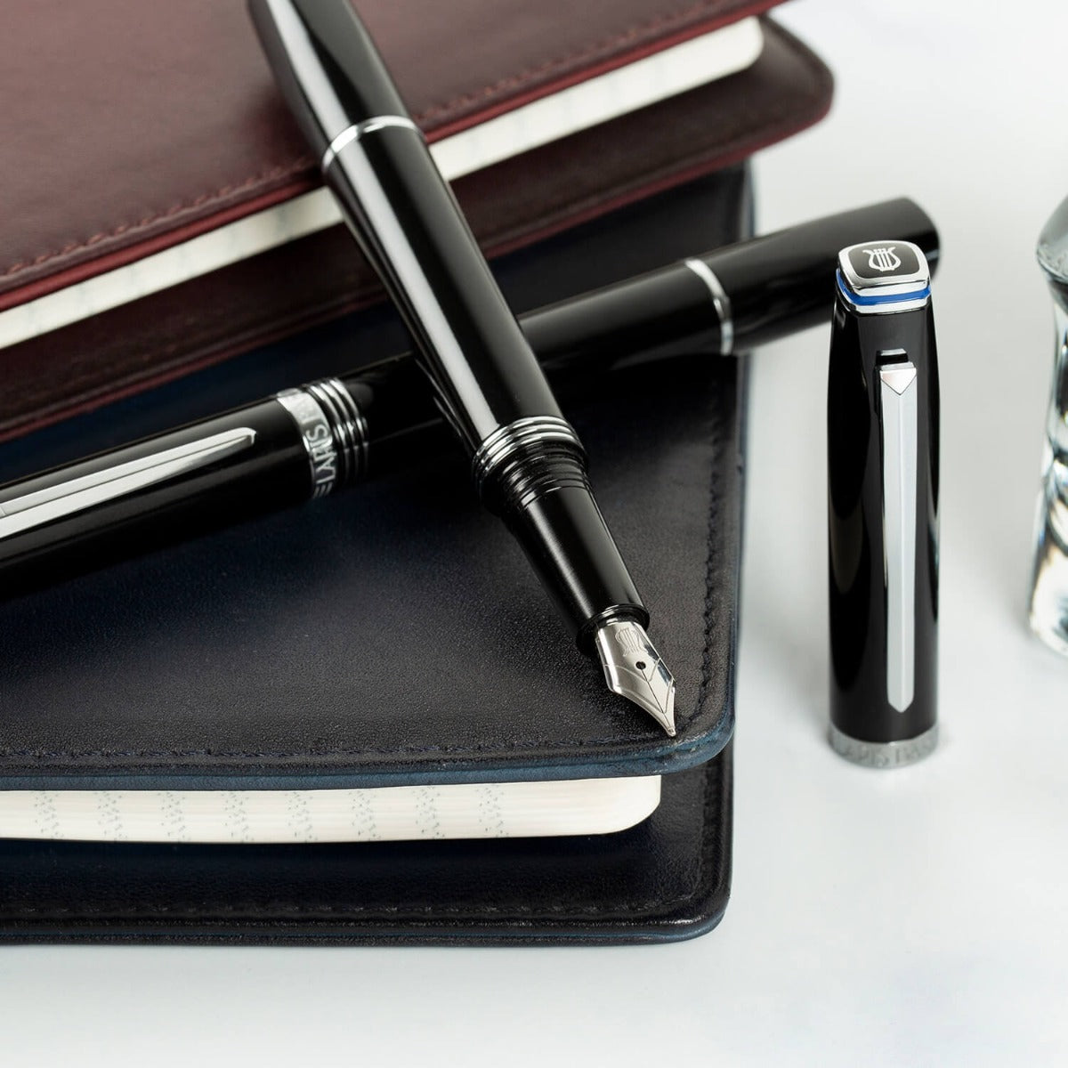 Lapis Bard Contemporary Black with Chrome Trim Fountain Pen - Medium Nib