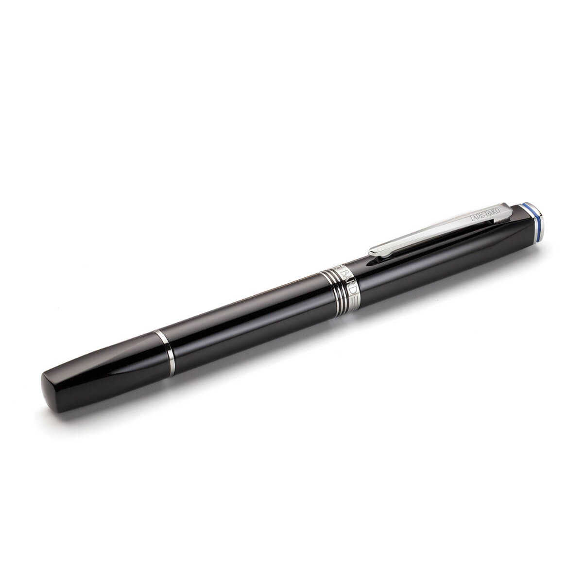 Lapis Bard Contemporary Black with Chrome Trim Fountain Pen - Medium Nib