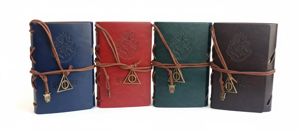 Harry Potter Themed Vintage-Style Leather Journal - Blue