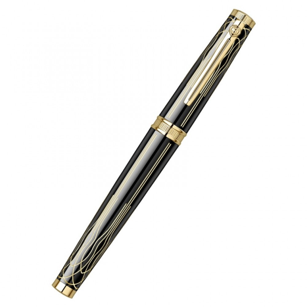 Scrikss Heritage 23k Gold Plated Rollerball Pen – Glossy Black