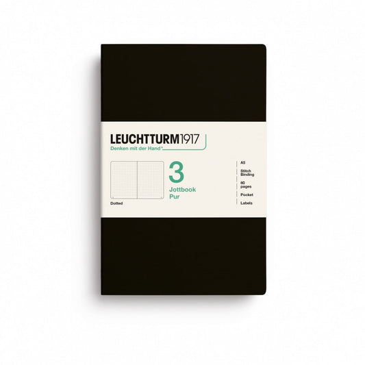 Jottbook pur (A5), 80 numbered pages, dotted, Black