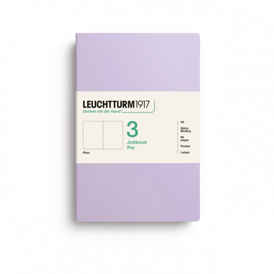 LEUCHTTURM1917 Jottbook A5, Pack of 3, Plain, Lilac