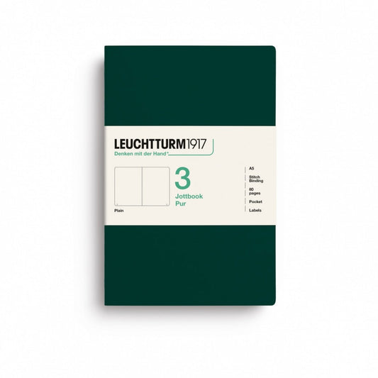 Leuchtturm1917 Jottbook A5 (80 Pages) 3-Piece Set Plain - Forest Green