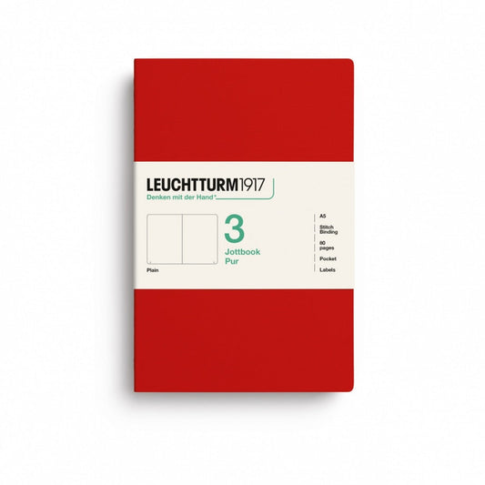 Leuchtturm1917 Jottbook A5 (80 Pages) 3-Piece Set Plain - Cherry