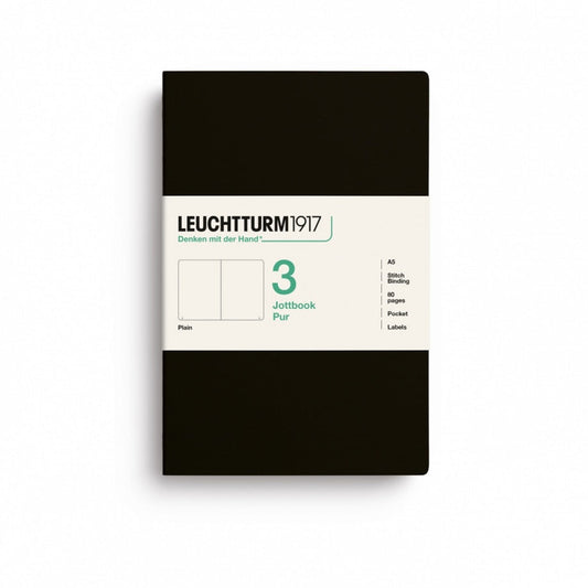 Leuchtturm1917 Jottbook A5 (80 Pages) 3-Piece Set Plain - Black