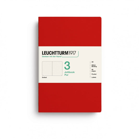 Leuchtturm1917 Jottbook A5 (80 Pages) 3-Piece Set Dotted - Cherry