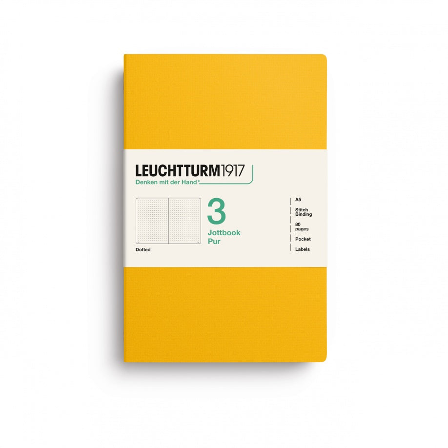 Jottbook pur (A5), 80 numbered pages, dotted, Sunflower