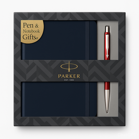 Parker Vector Standard Chrome Trim Ball Pen with Parker Notebook Combo
