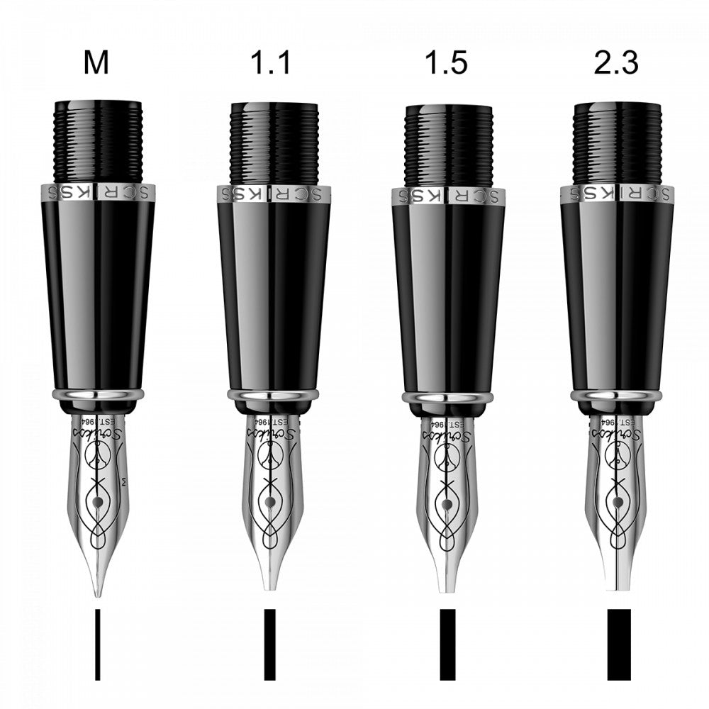 Scrikss Calligraphy Black Medium 4 nibs, 1.1mm, 1.5mm, 2.3mm Nib