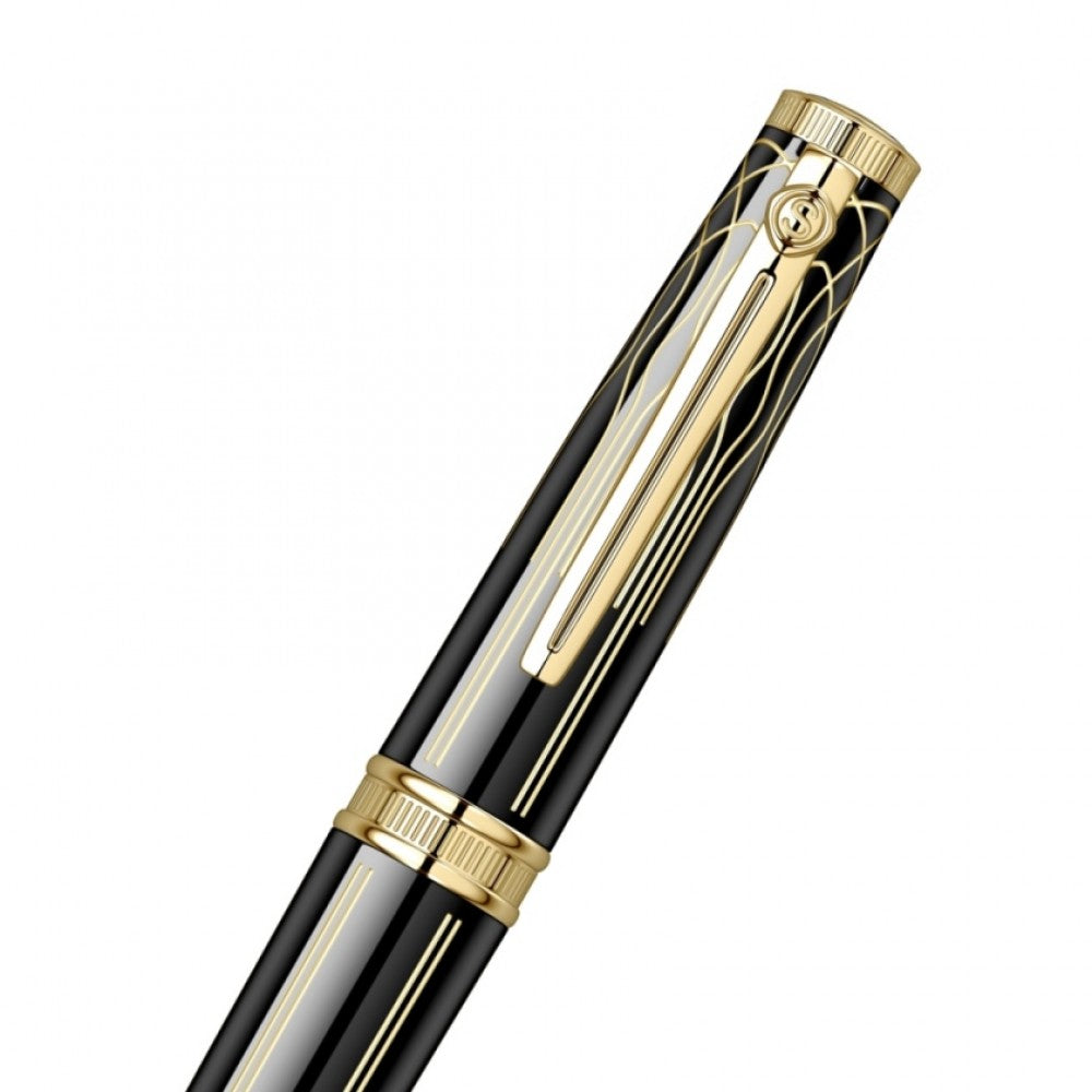 Scrikss Heritage 23k Gold Plated Rollerball Pen – Glossy Black