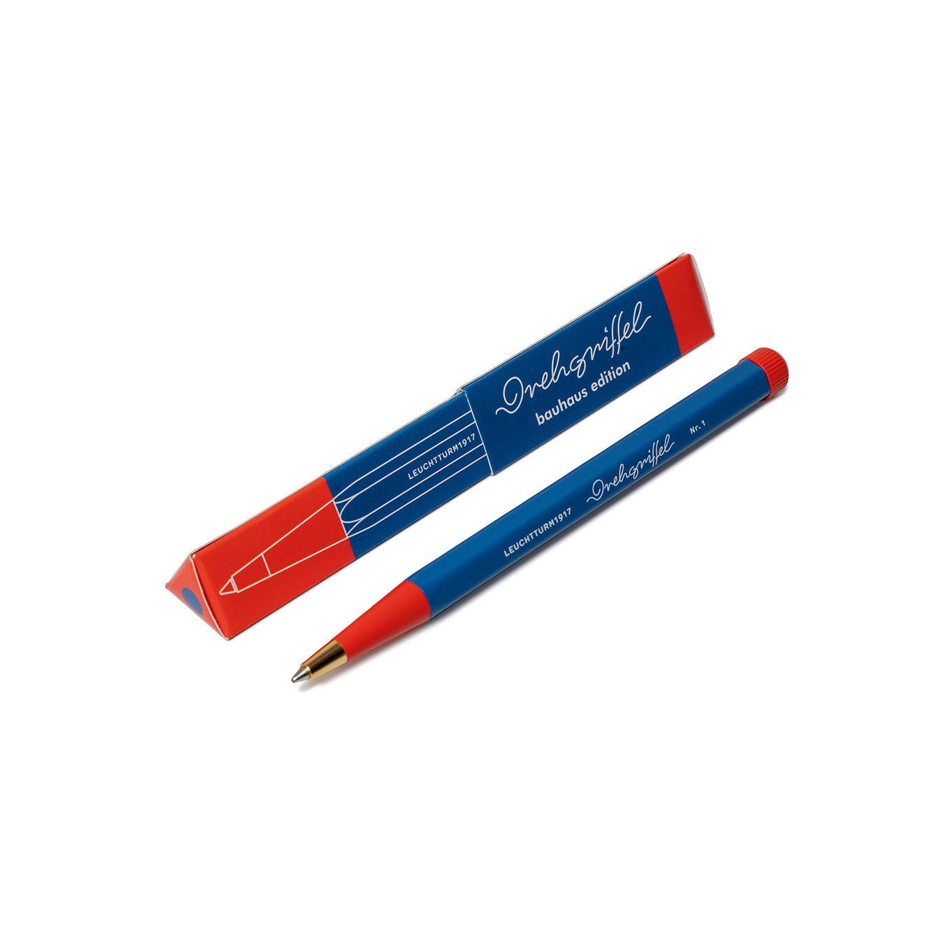 LEUCHTTURM1917 Ball Point Pen with Royal Blue Ink | Bauhaus Edition | Drehgriffel No. 1 | Royal Blue/Red | Twist Mechanism