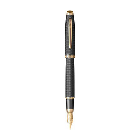 Scrikss Oscar 390 Medium Nib Fountain Pen - Matt Black GT in white Background