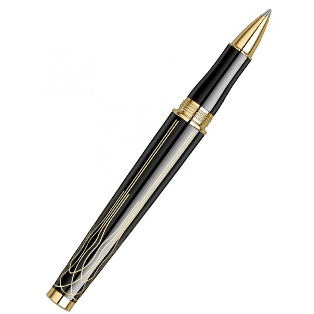 Scrikss Heritage 23k Gold Plated Rollerball Pen – Glossy Black