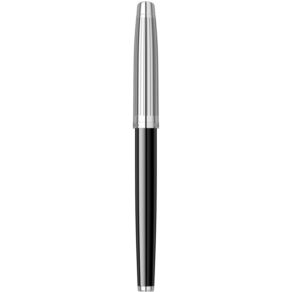 Scrikss Oscar 39 Rollerball Pen in Black Chrome CT on white background