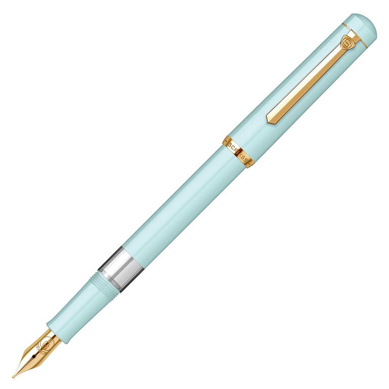 Scrikss 419 Medium Nib Fountain Pen in Mint GT on white background