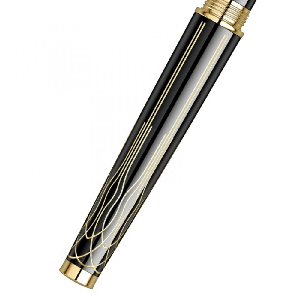 Scrikss Heritage 23k Gold Plated Rollerball Pen – Glossy Black