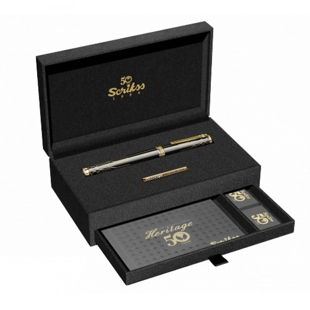 Scrikss Heritage 23k Gold Plated Rollerball Pen – Glossy Black