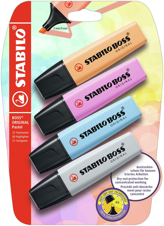 Stabilo Boss Highlighter Pastel-Pack Of 4 Blister