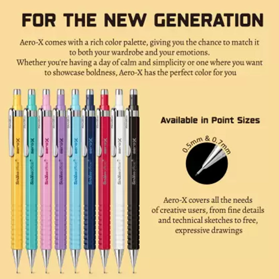 Scrikss Aero-X 0.7mm Mechanical Pencil in 6 colours with details