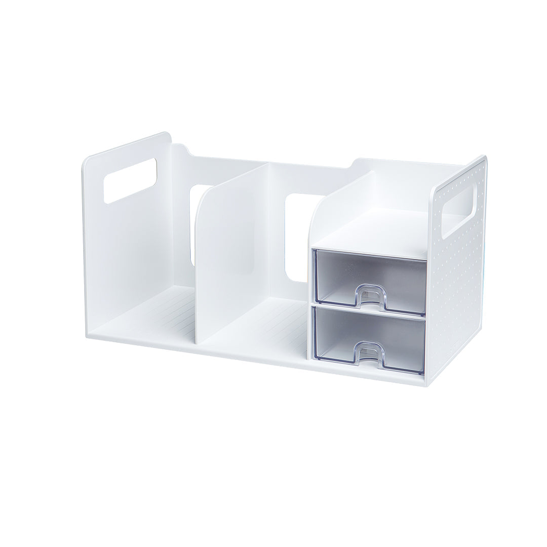 Sysmax | Book Rack With 2 Drawers | 2 Bookshelf | Organiser | White